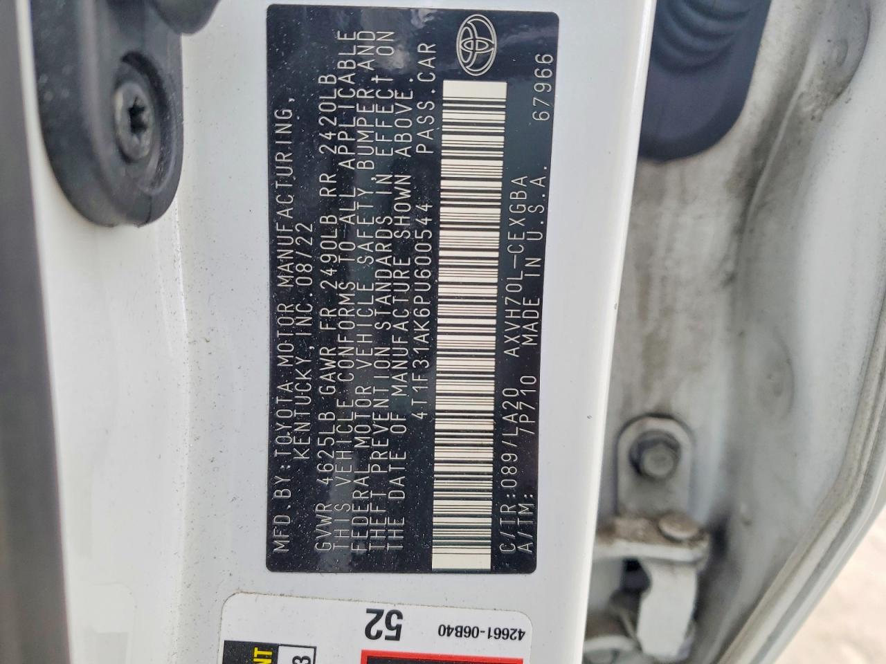 2023 Toyota Camry sola VIN 4T1F31AK6PU600544 photo 12