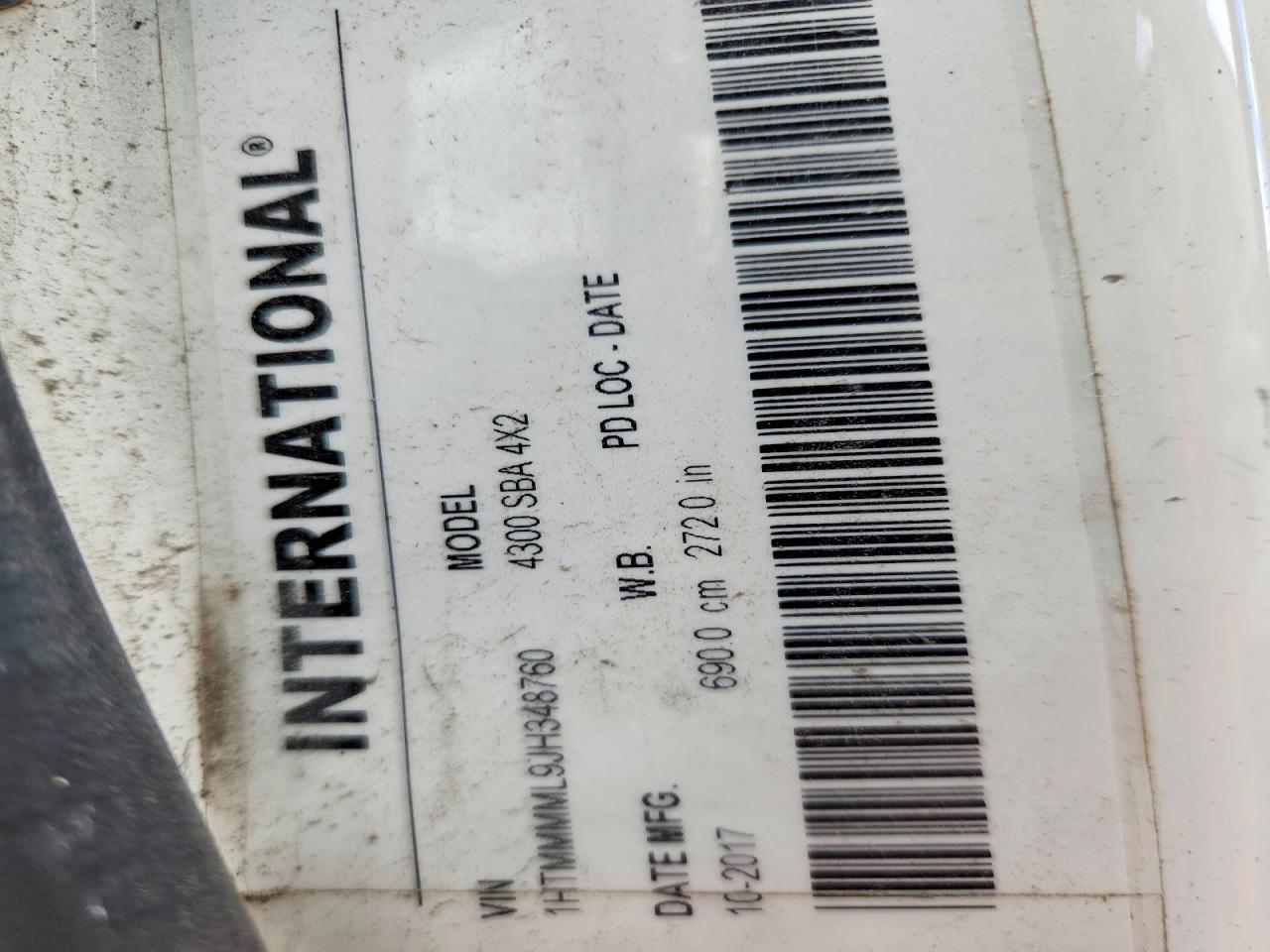 2018 International 4000 serie VIN 1HTMMMML9JH348760 photo 10