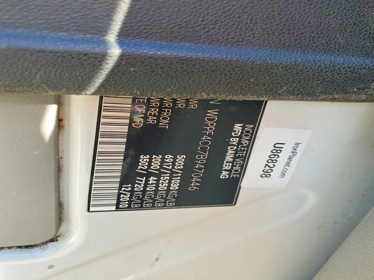 2011 FREIGHTLINER Sprinter VIN WDPPF4CC7B9470446 photo 12