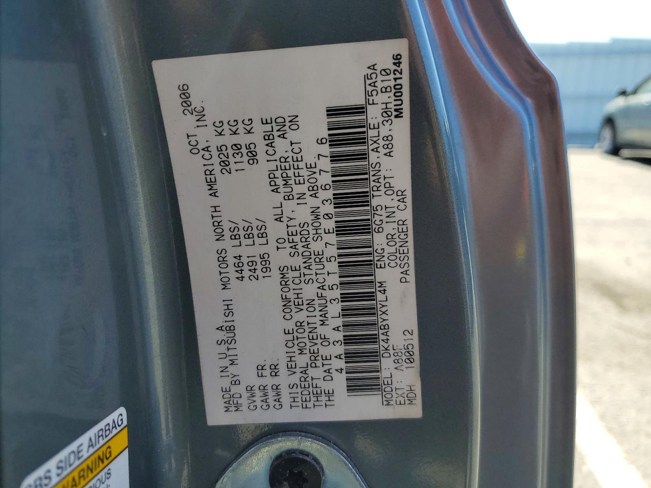 2007 MITSUBISHI ECLIPSE VIN 4A3AL35T57E036776 photo 12