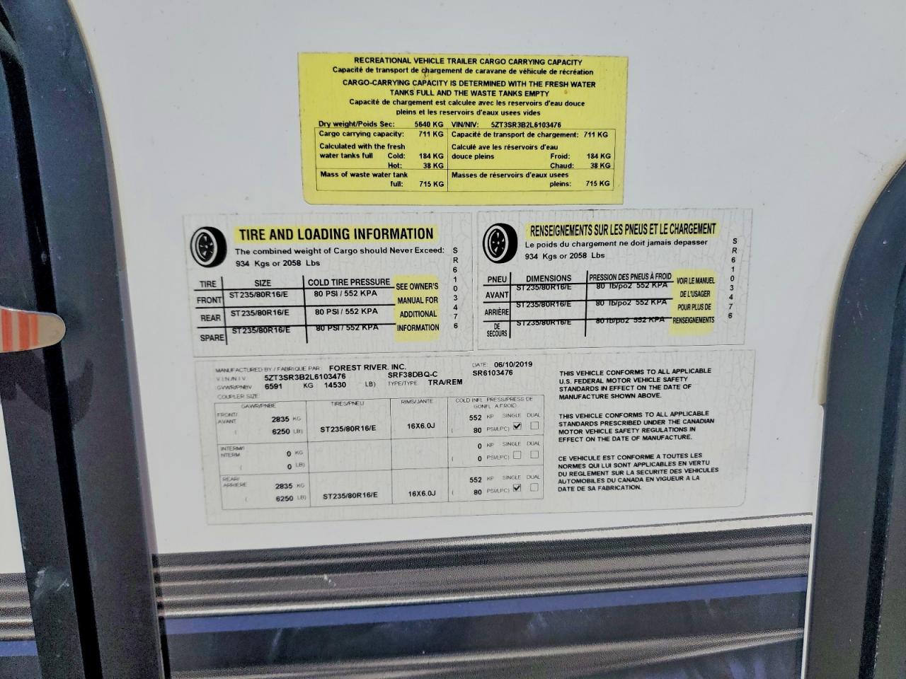 2020 SABRE Recreation VIN 5ZT3SR3B2L6103476 photo 10