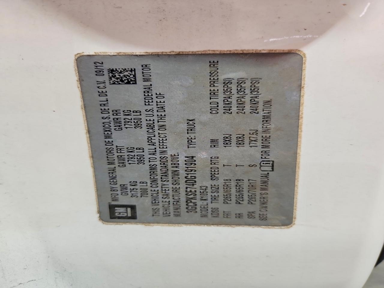2013 CHEV Silverado VIN 3GCPKSE74DG191904 photo 12