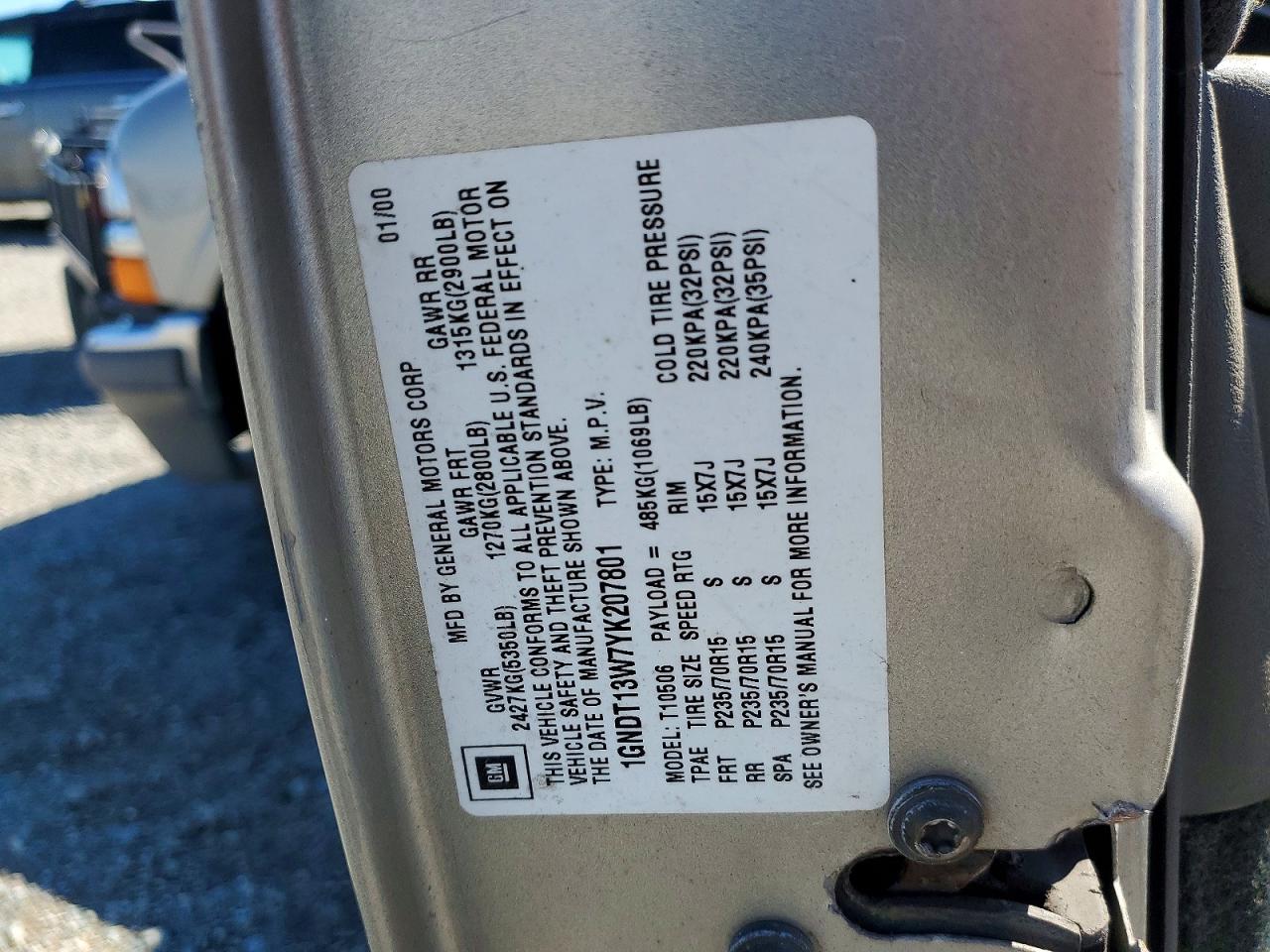 2000 CHEV Blazer VIN 1GNDT13W7YK207801 photo 12