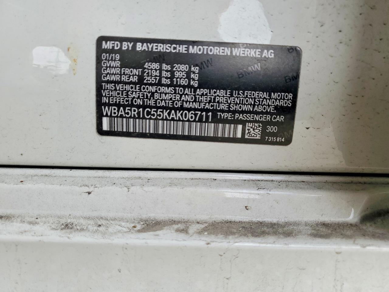 2019 BMW 3 series VIN WBA5R1C55KAK06711 photo 12
