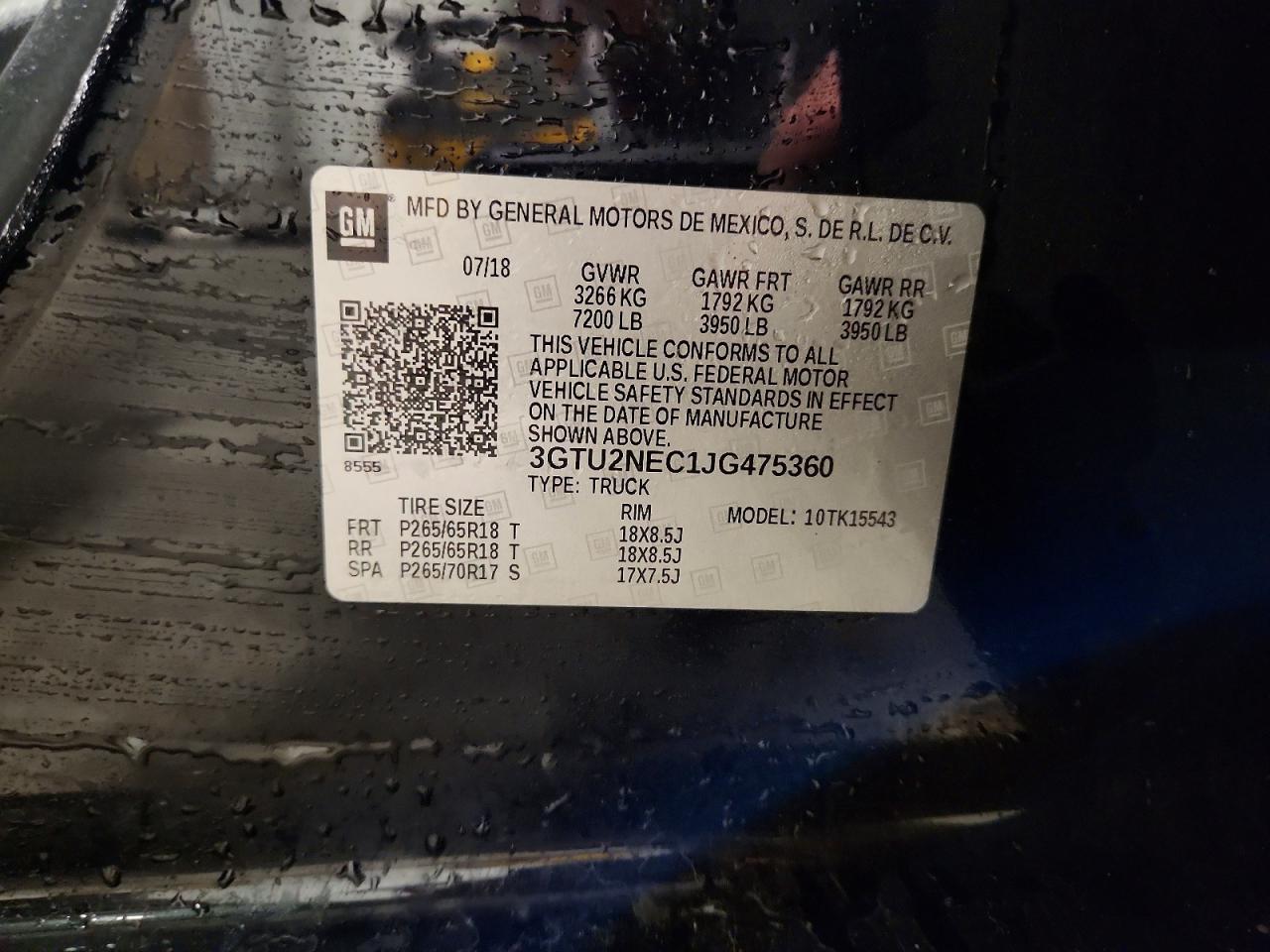 2018 GMC All models VIN 3GTU2NEC1JG475360 photo 12