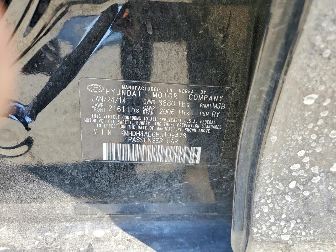 2014 Hyundai Elantra VIN KMHDH4AE6EU109473 photo 12