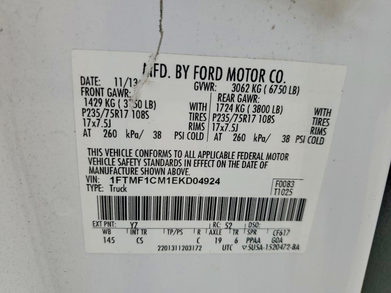 2014 Ford All models VIN 1FTMF1CM1EKD04924 photo 12