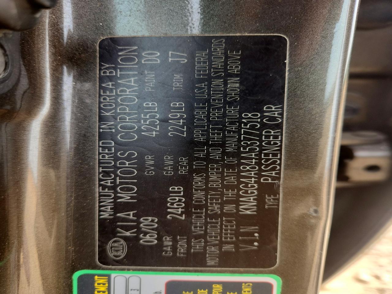 2010 Kia Optima VIN KNAGG4A84A5377518 photo 12