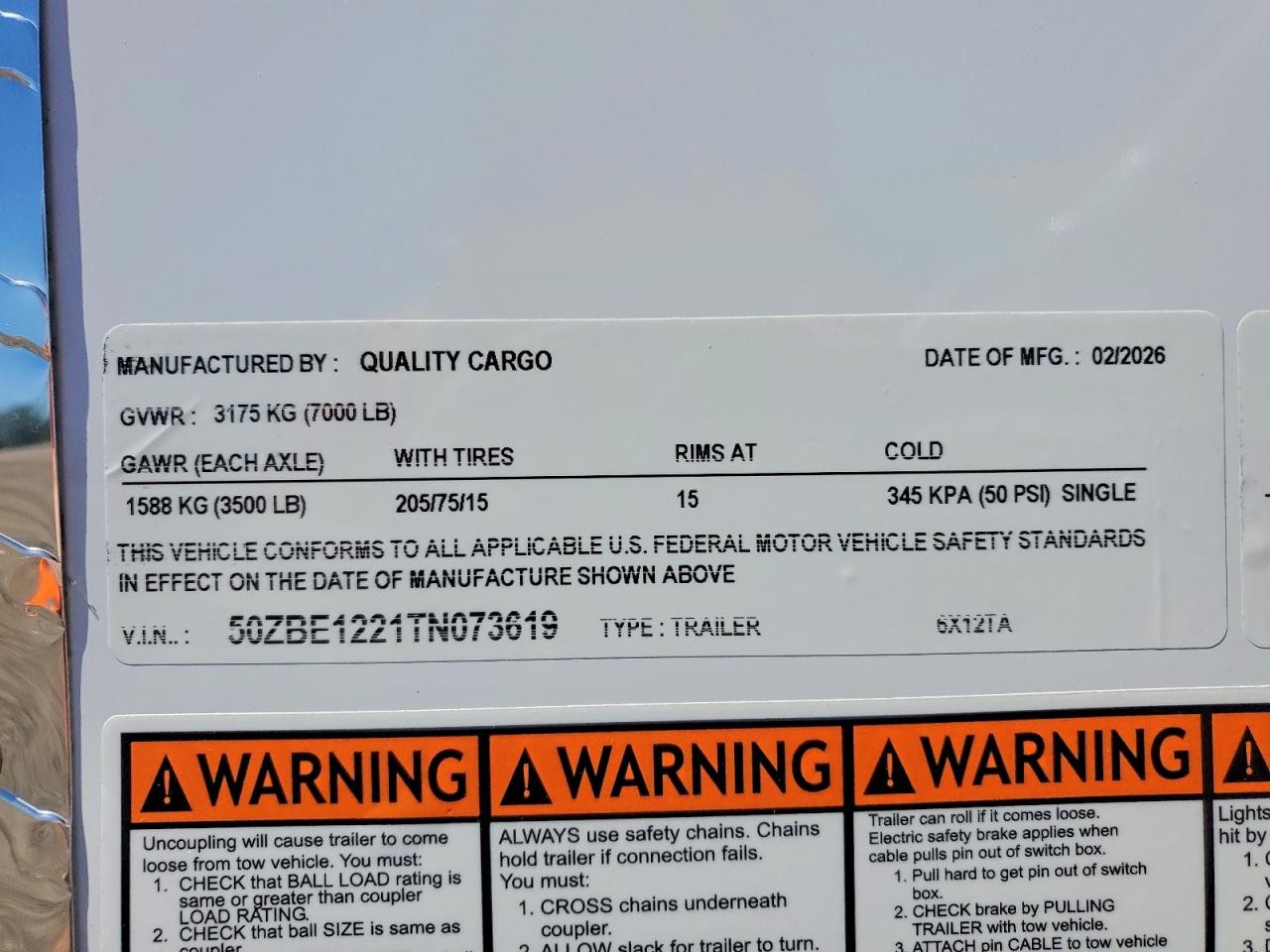 2026 QUALITY Trailer VIN 50ZBE1221TN073619 photo 10