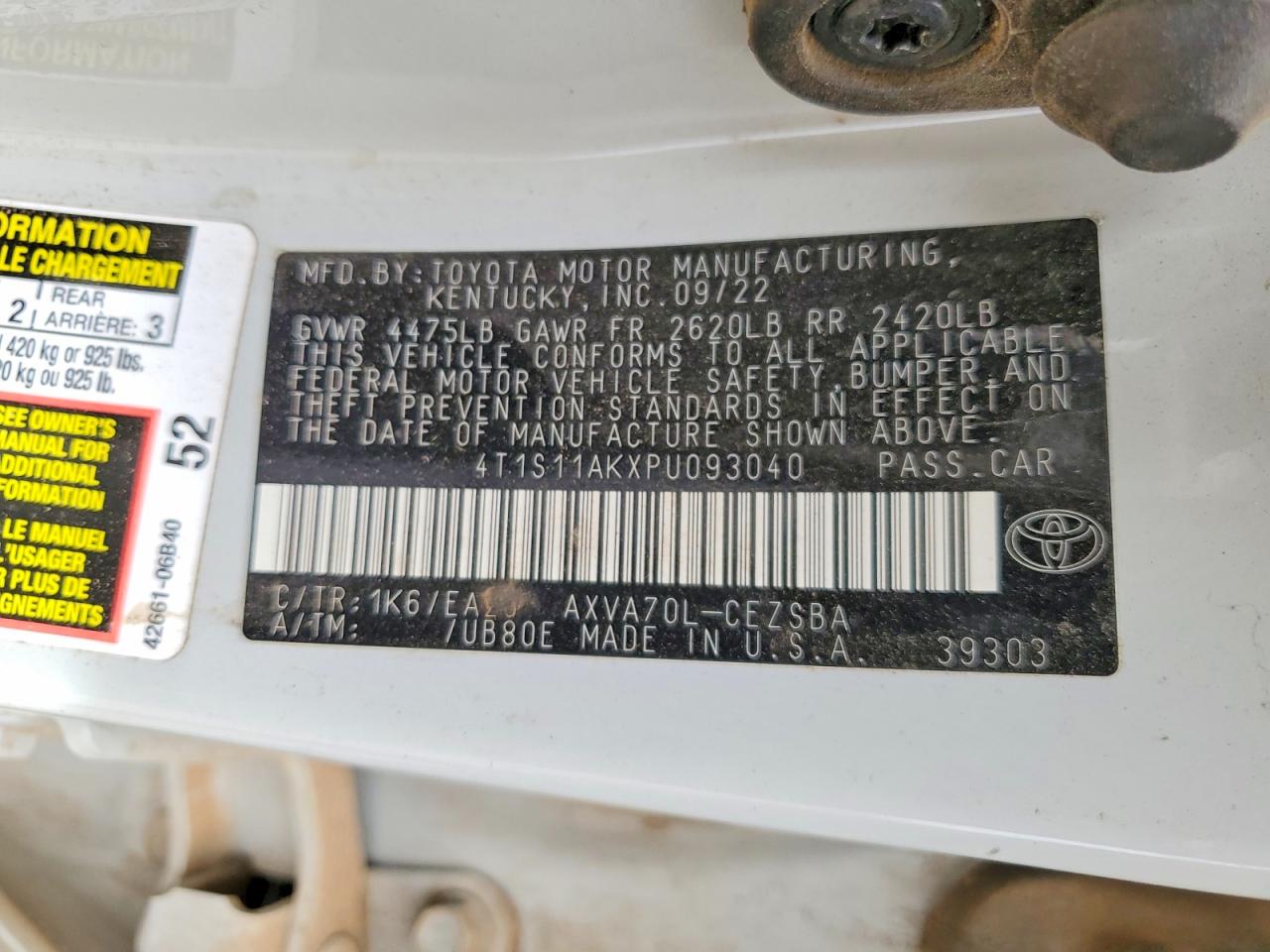 2023 Toyota Camry VIN 4T1S11AKXPU093040 photo 12