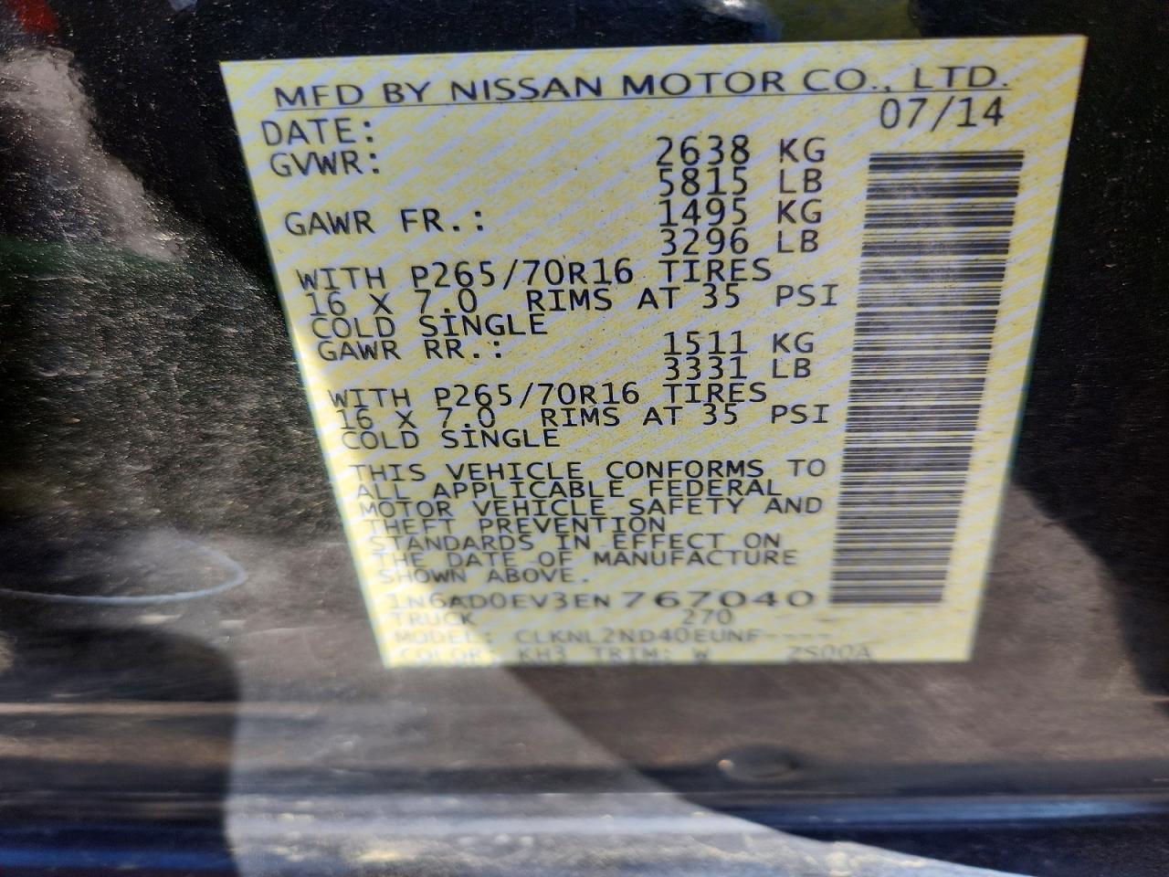 2014 Nissan Frontier VIN 1N6AD0EV3EN767040 photo 12