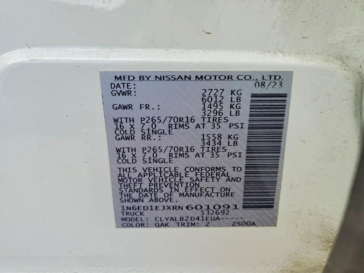 2024 Nissan Frontier VIN 1N6ED1EJXRN601091 photo 12