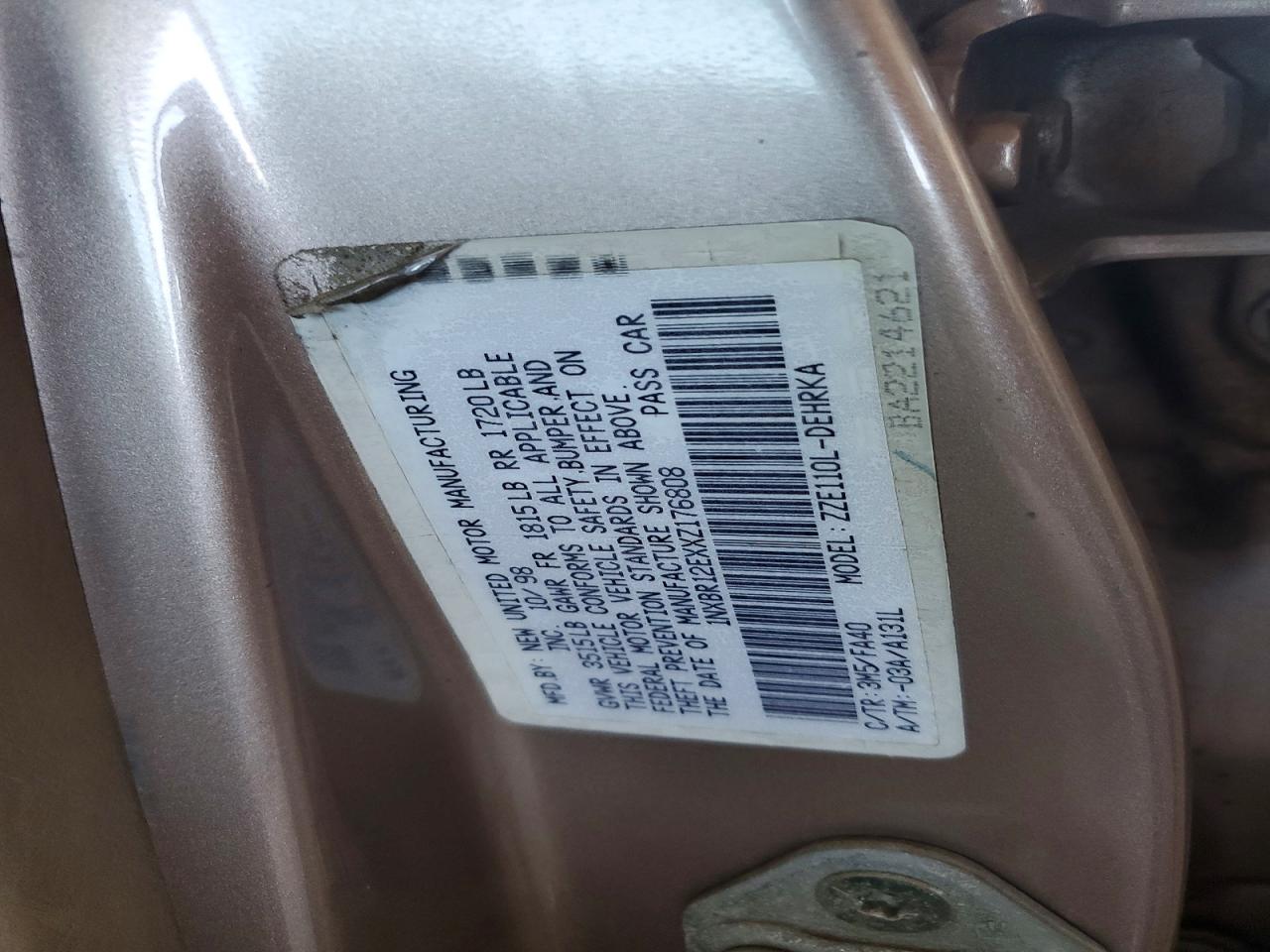 1999 Toyota Corolla VIN 1NXBR12EXXZ176808 photo 12