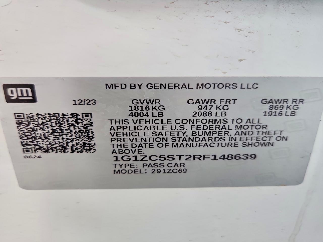 2024 Chevrolet Malibu VIN 1G1ZC5ST2RF148639 photo 12