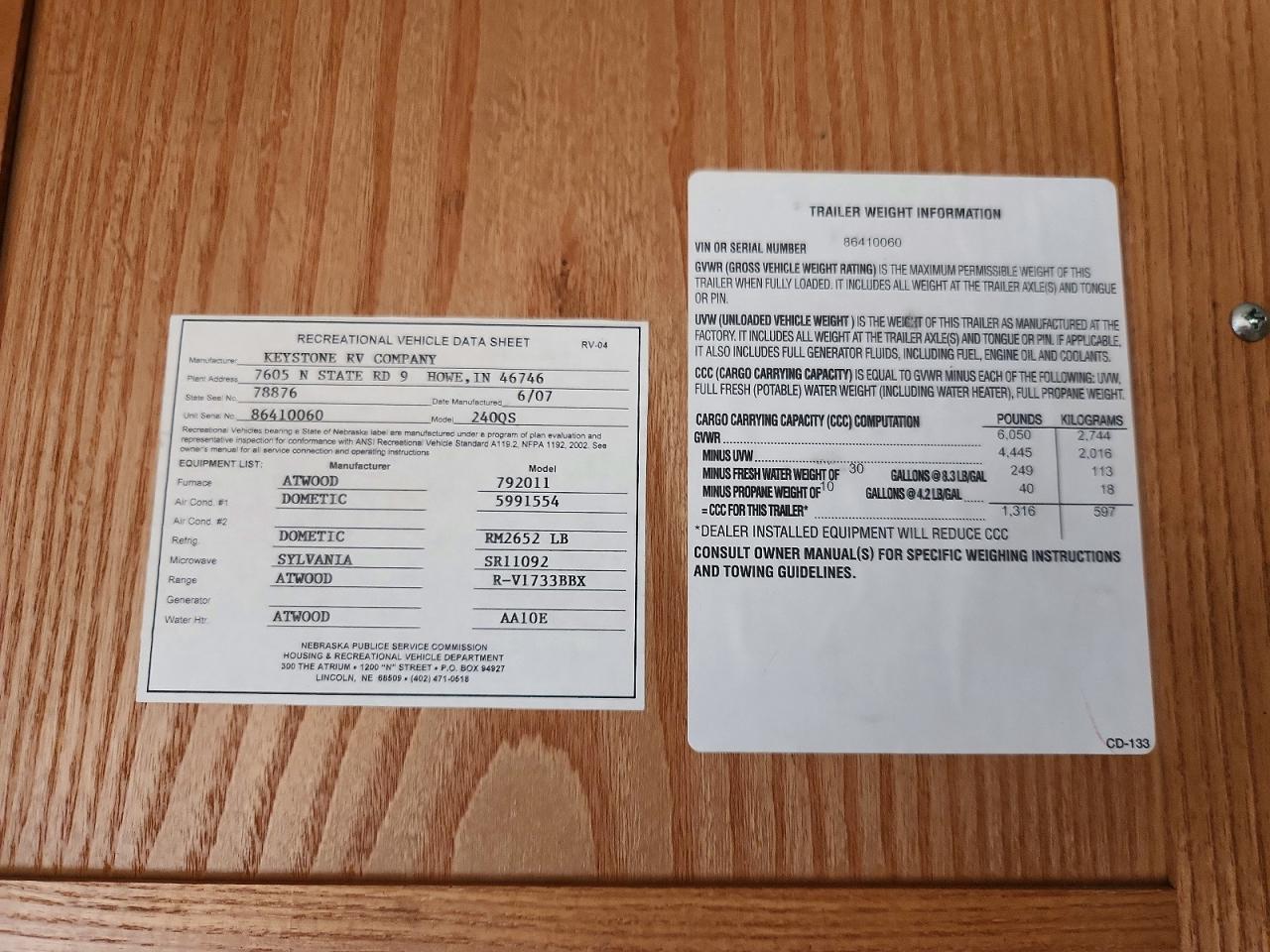 2008 KEYSTONE Passport VIN 4YDT2402986410060 photo 10