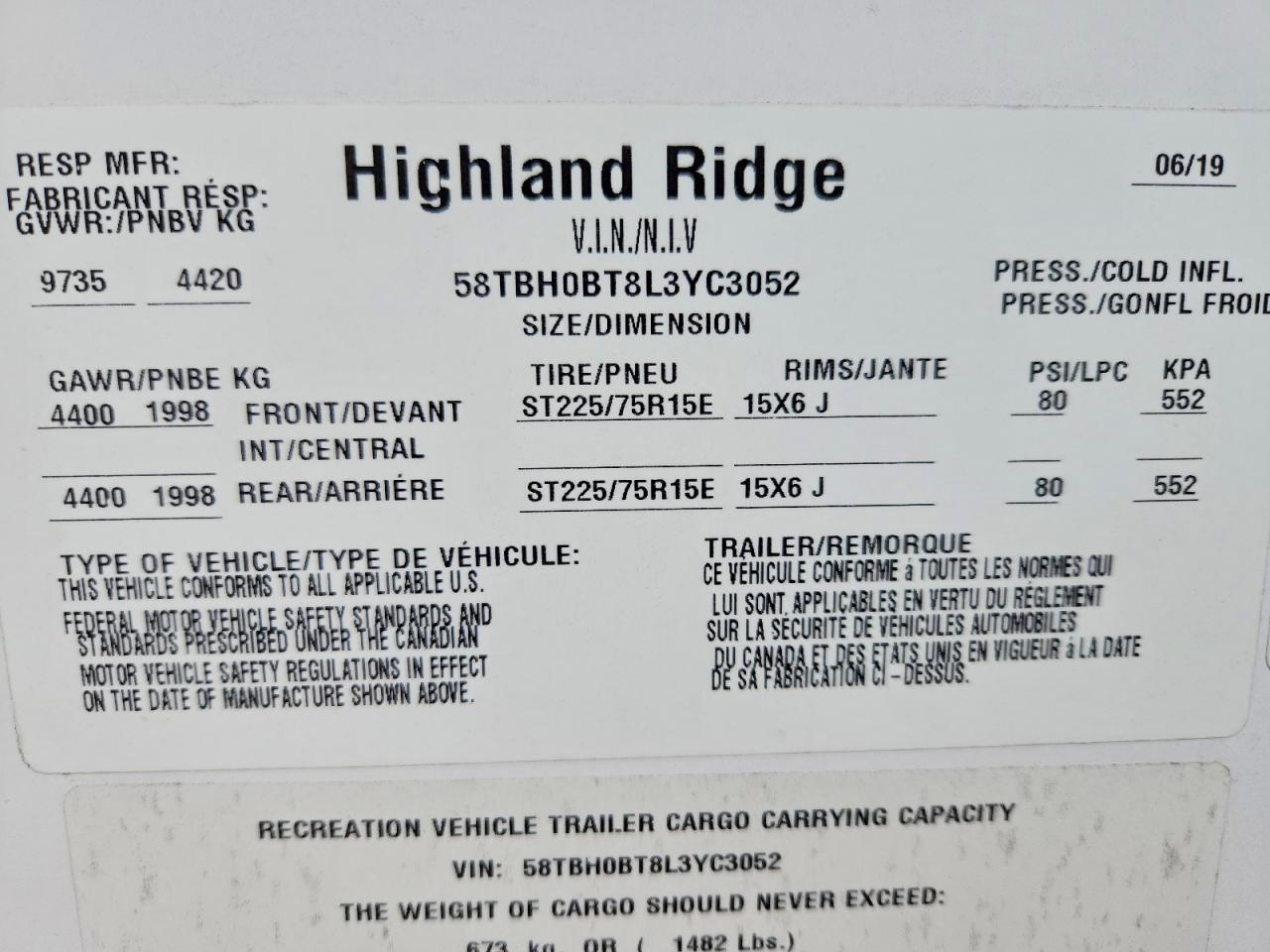 2020 HIGHLAND Silverstar VIN 58TBH0BT8L3YC3052 photo 10
