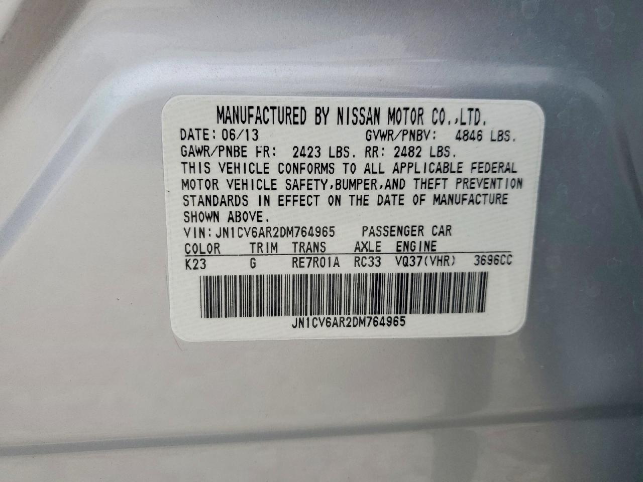 2013 Infiniti G37 VIN JN1CV6AR2DM764965 photo 12