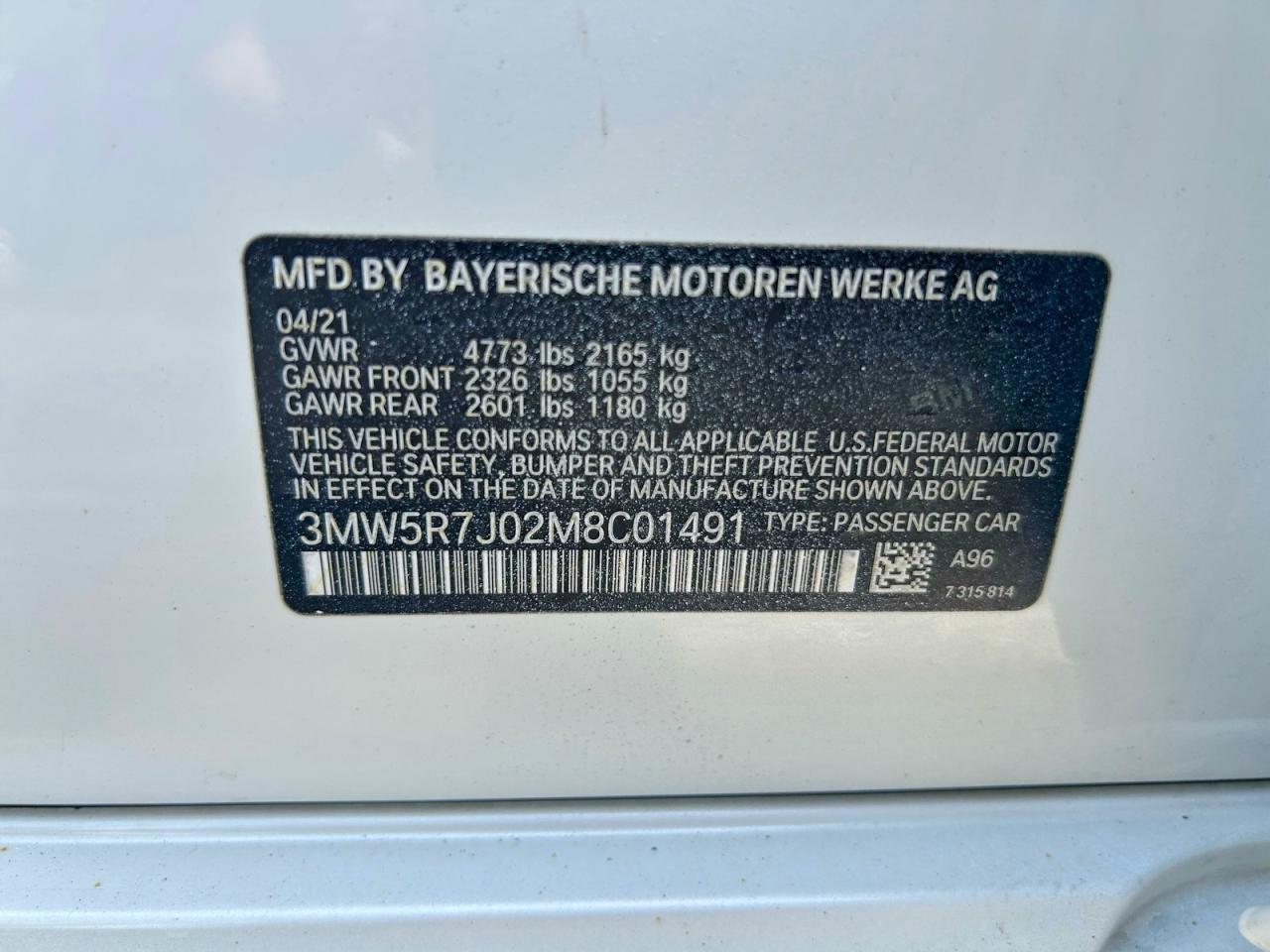 2021 BMW 3 series VIN 3MW5R7J02M8C01491 photo 10