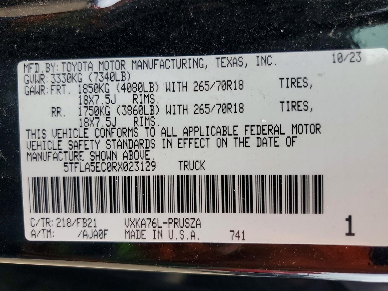 2024 Toyota Tundra VIN 5TFLA5EC0RX023129 photo 12