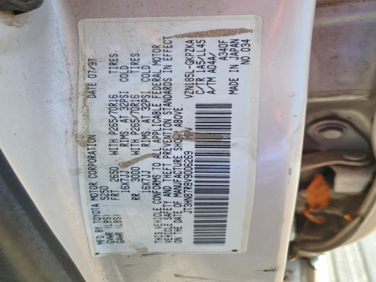 1997 Toyota 4runner VIN JT3HN87R8V9006269 photo 12