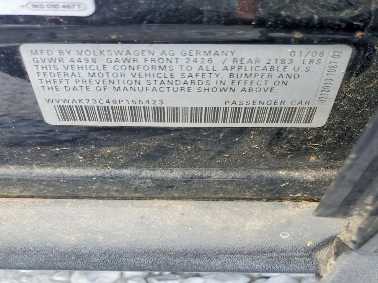 2006 Volkswagen Passat VIN WVWAK73C46P155423 photo 12