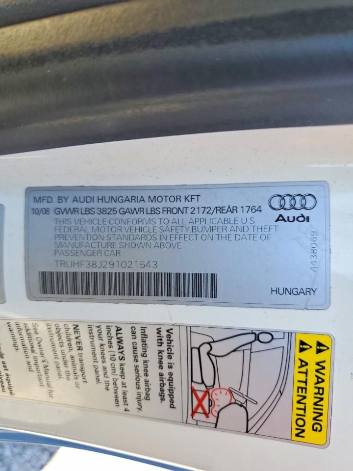 2009 Audi Tt VIN TRUHF38J291021543 photo 12
