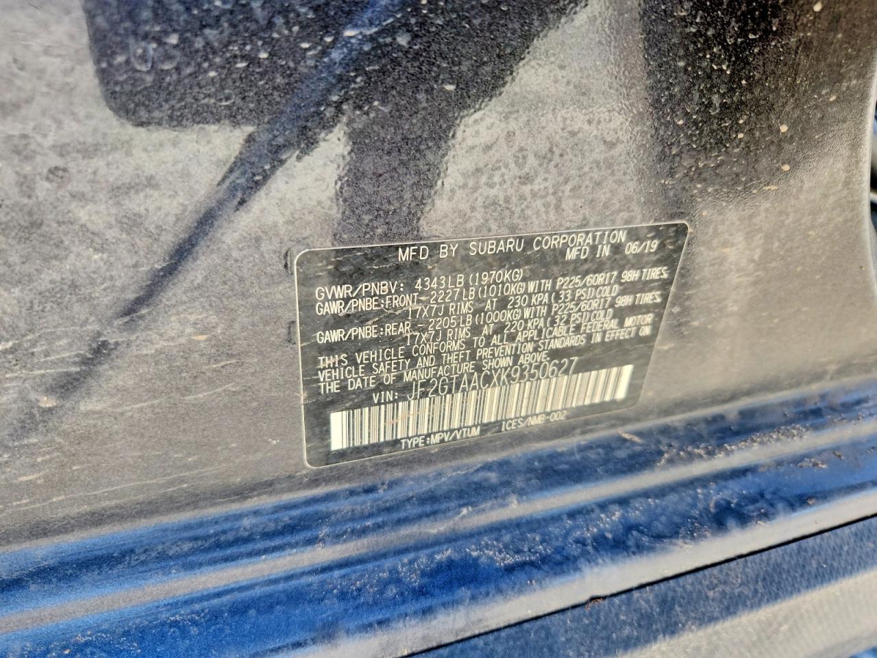 2019 Subaru Crosstrek VIN JF2GTAACXK9350627 photo 12