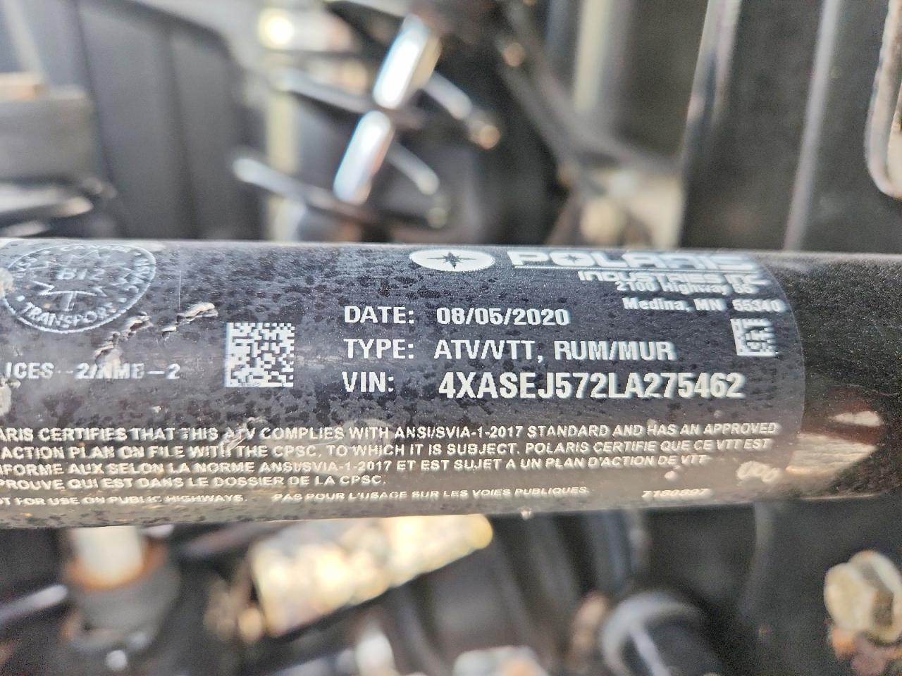 2020 Polaris Atv VIN 4XASEJ572LA275462 photo 10