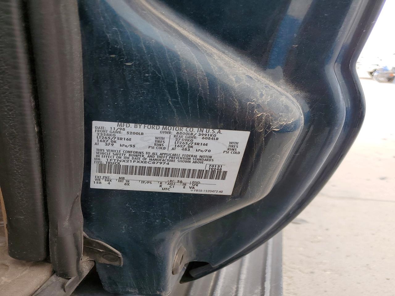 1999 Ford F250 VIN 1FTNX21FXXEC87974 photo 12