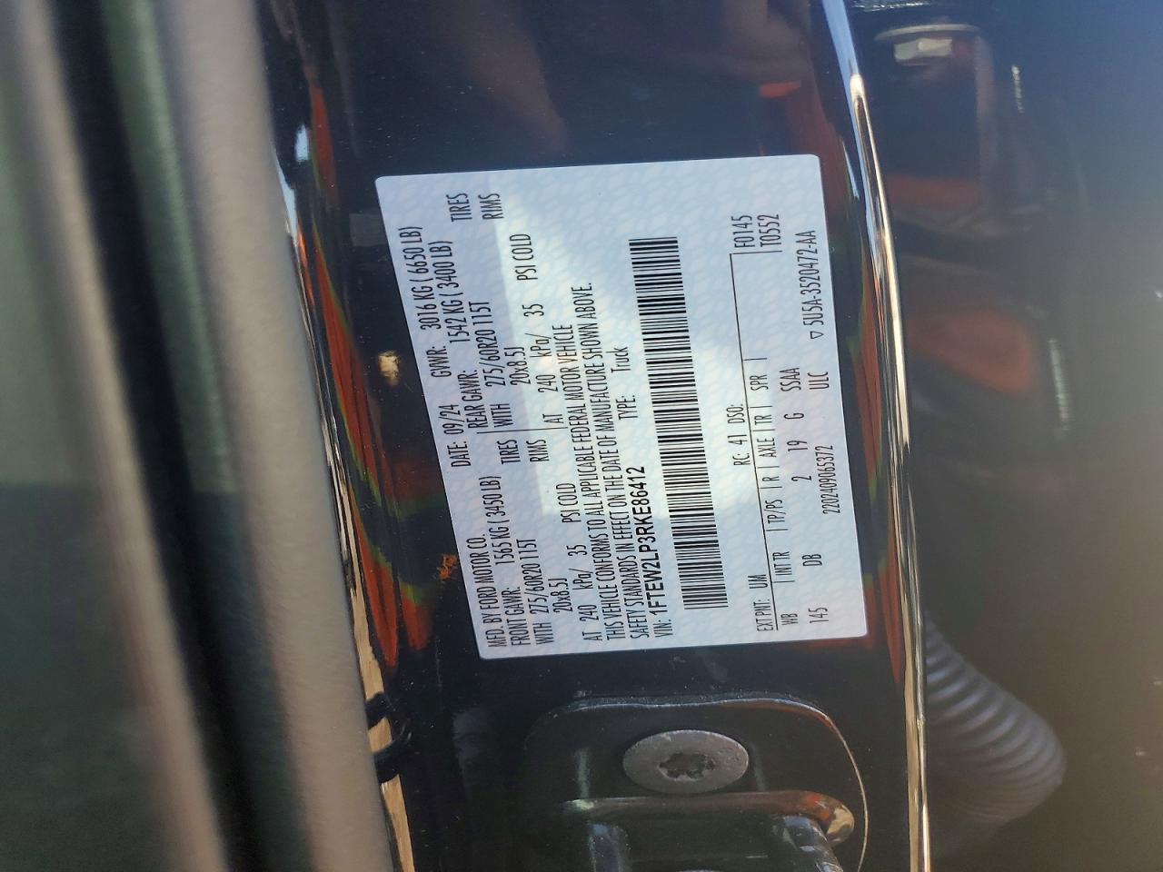 2024 Ford F150 VIN 1FTEW2LP3RKE86412 photo 12