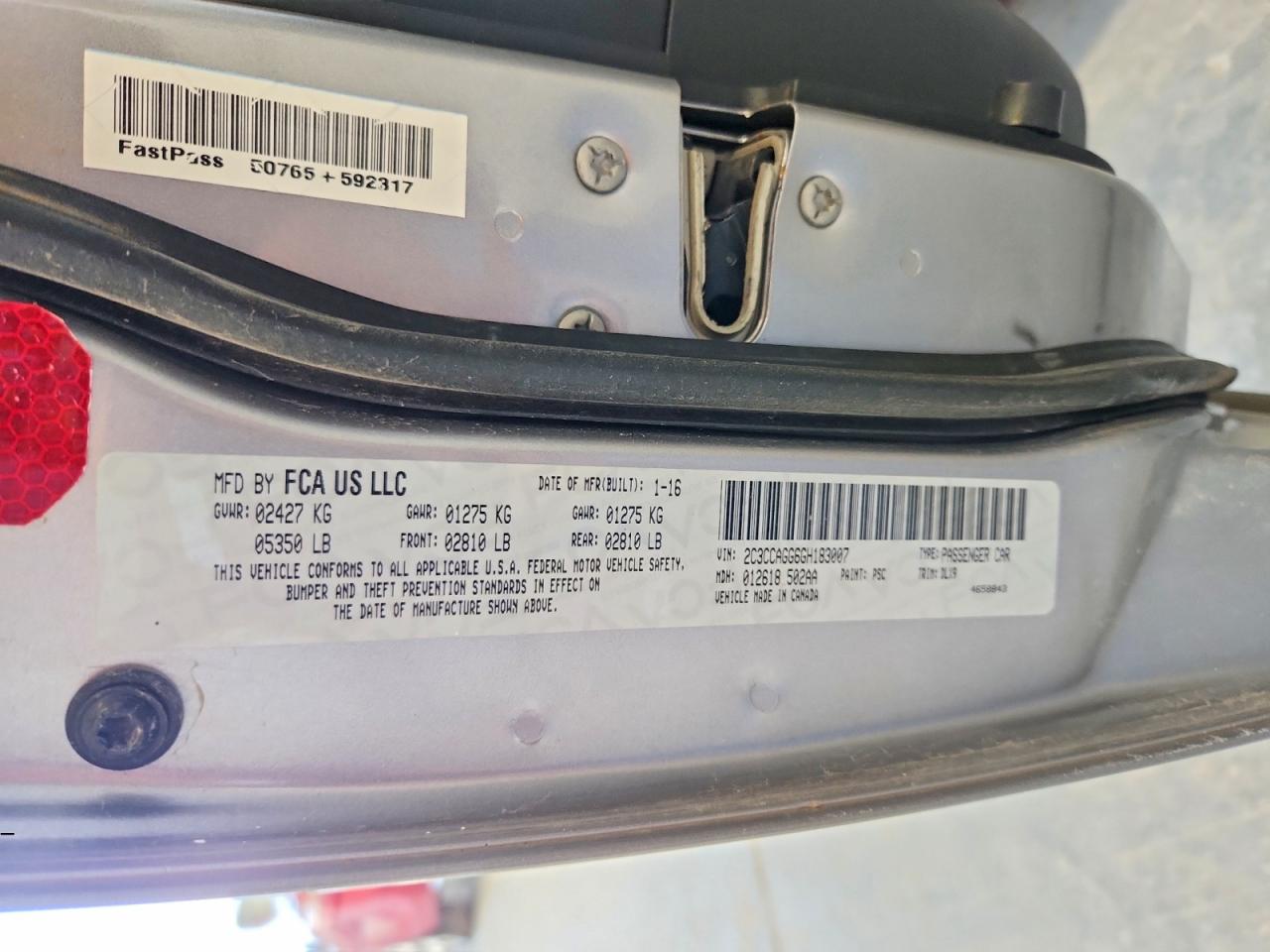 2016 Chrysler 300 VIN 2C3CCAGG6GH183007 photo 12