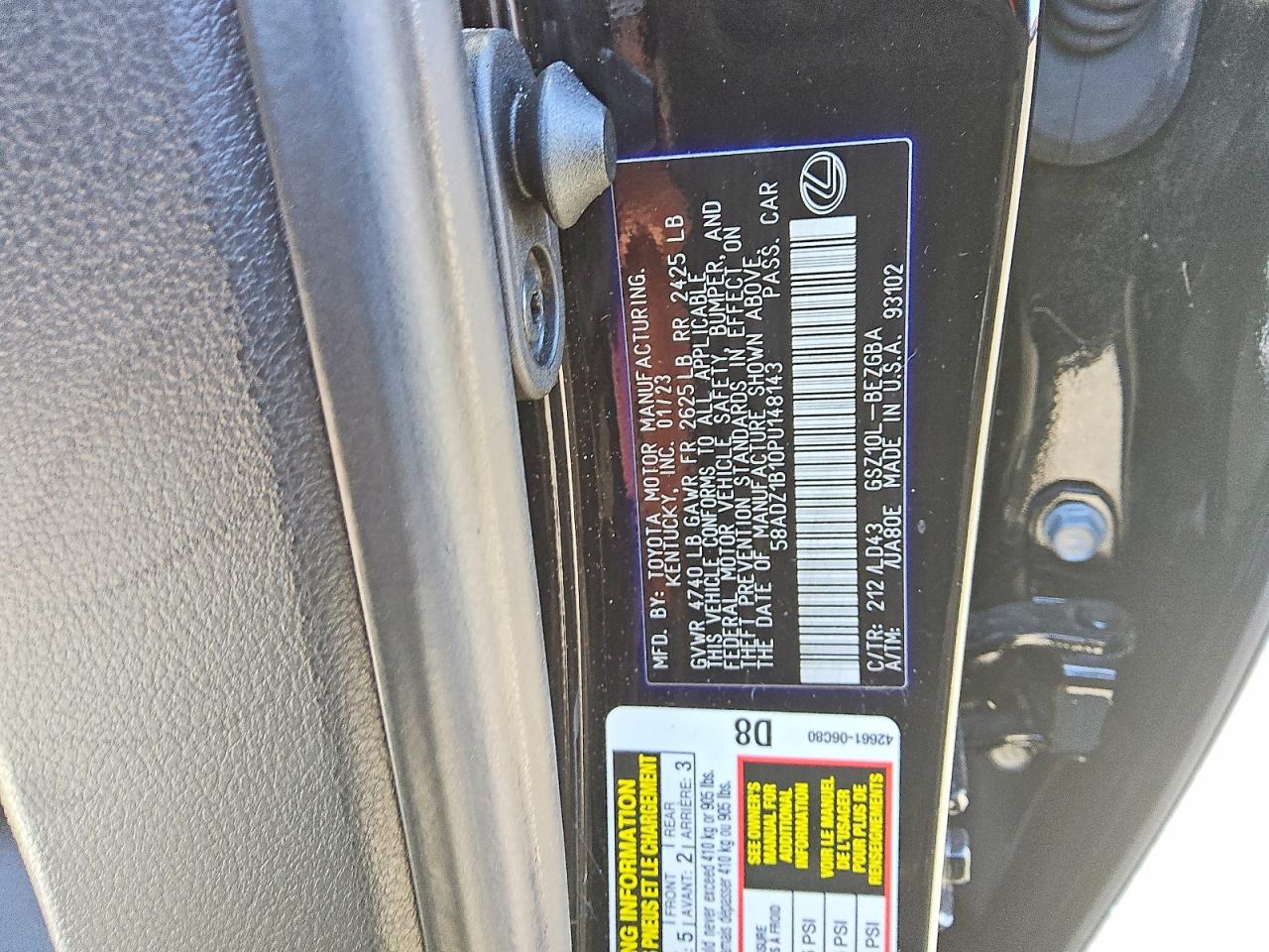 2023 Lexus ES350 VIN 58ADZ1B10PU148143 photo 12