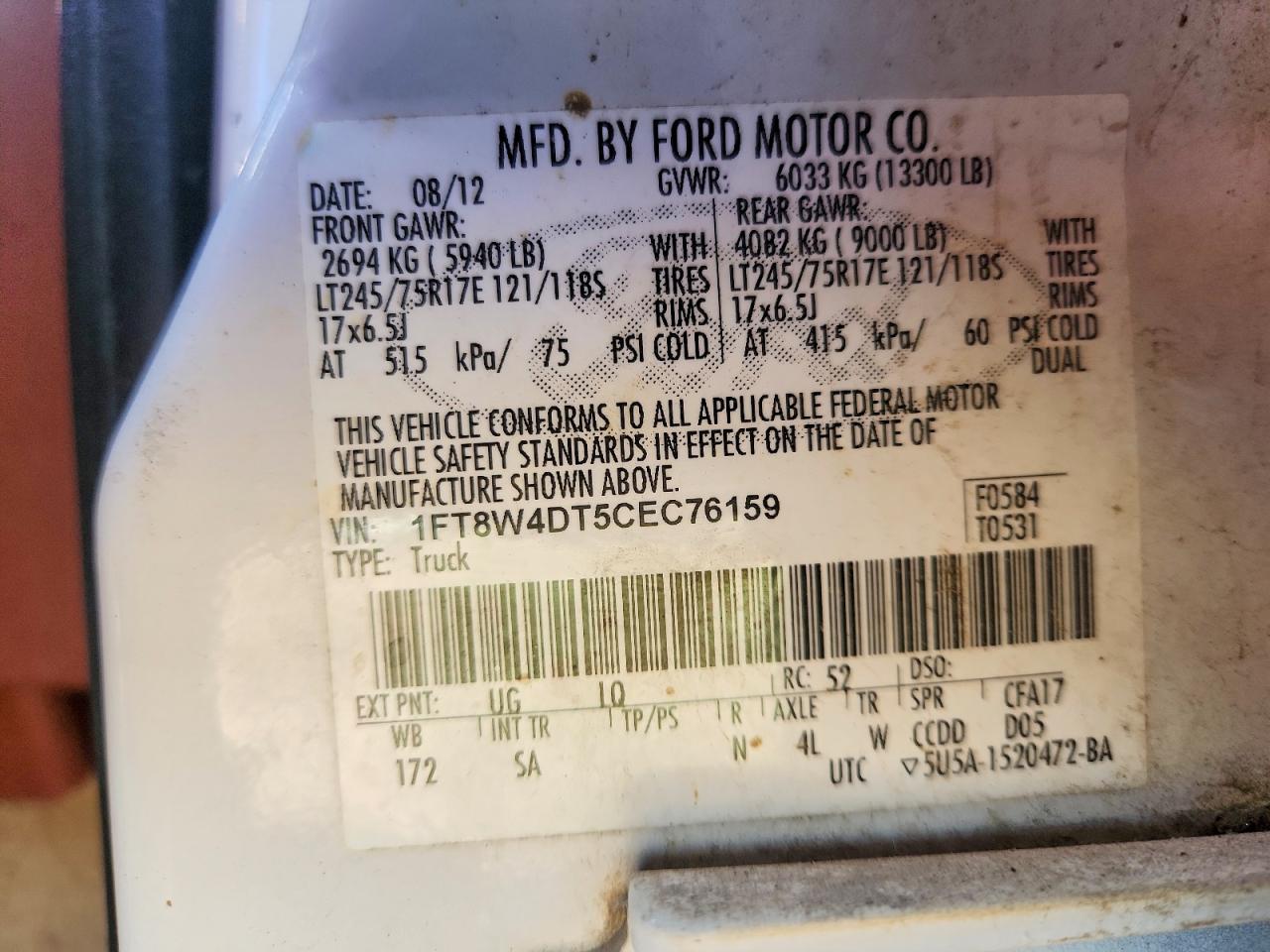 2012 FORD F450 VIN 1FT8W4DT5CEC76159 photo 12