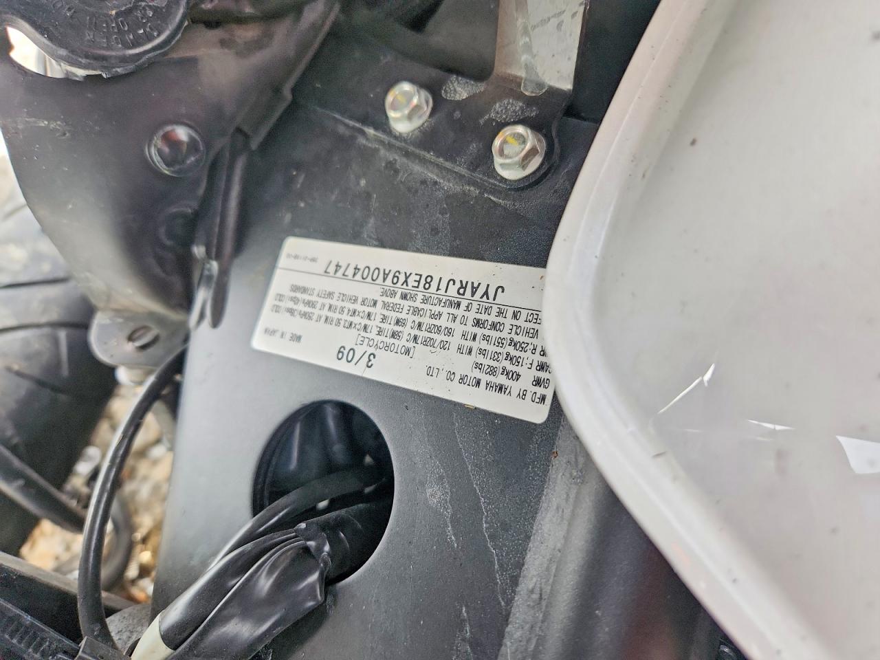 2009 YAMA FZ6R VIN JYARJ18EX9A004747 photo 9