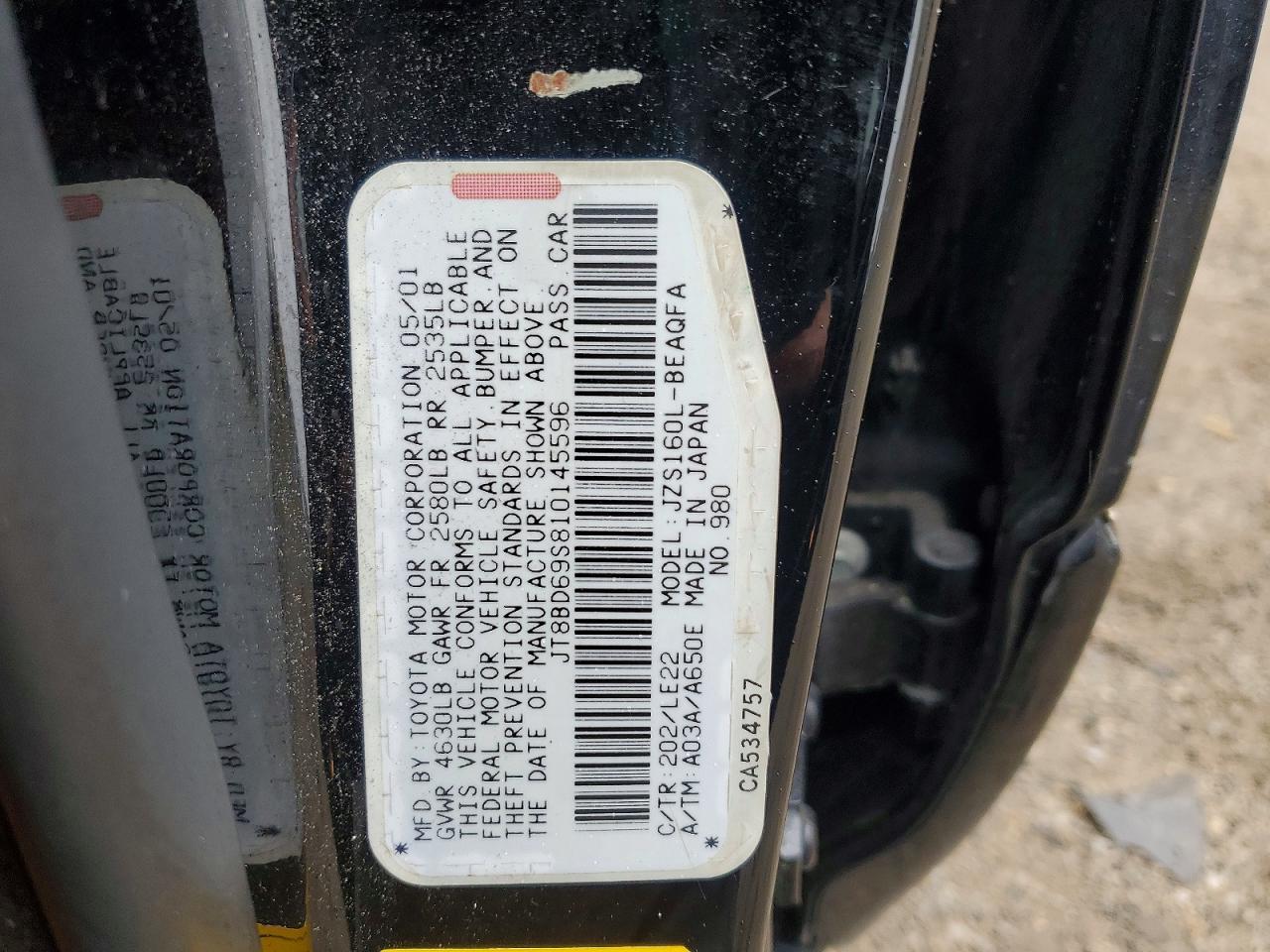 2001 Lexus Gs VIN JT8BD69S810145596 photo 12