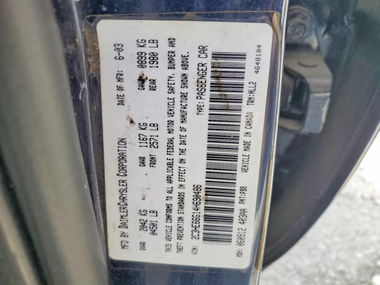 2004 Chrysler 300 VIN 2C3HE66G14H690486 photo 12