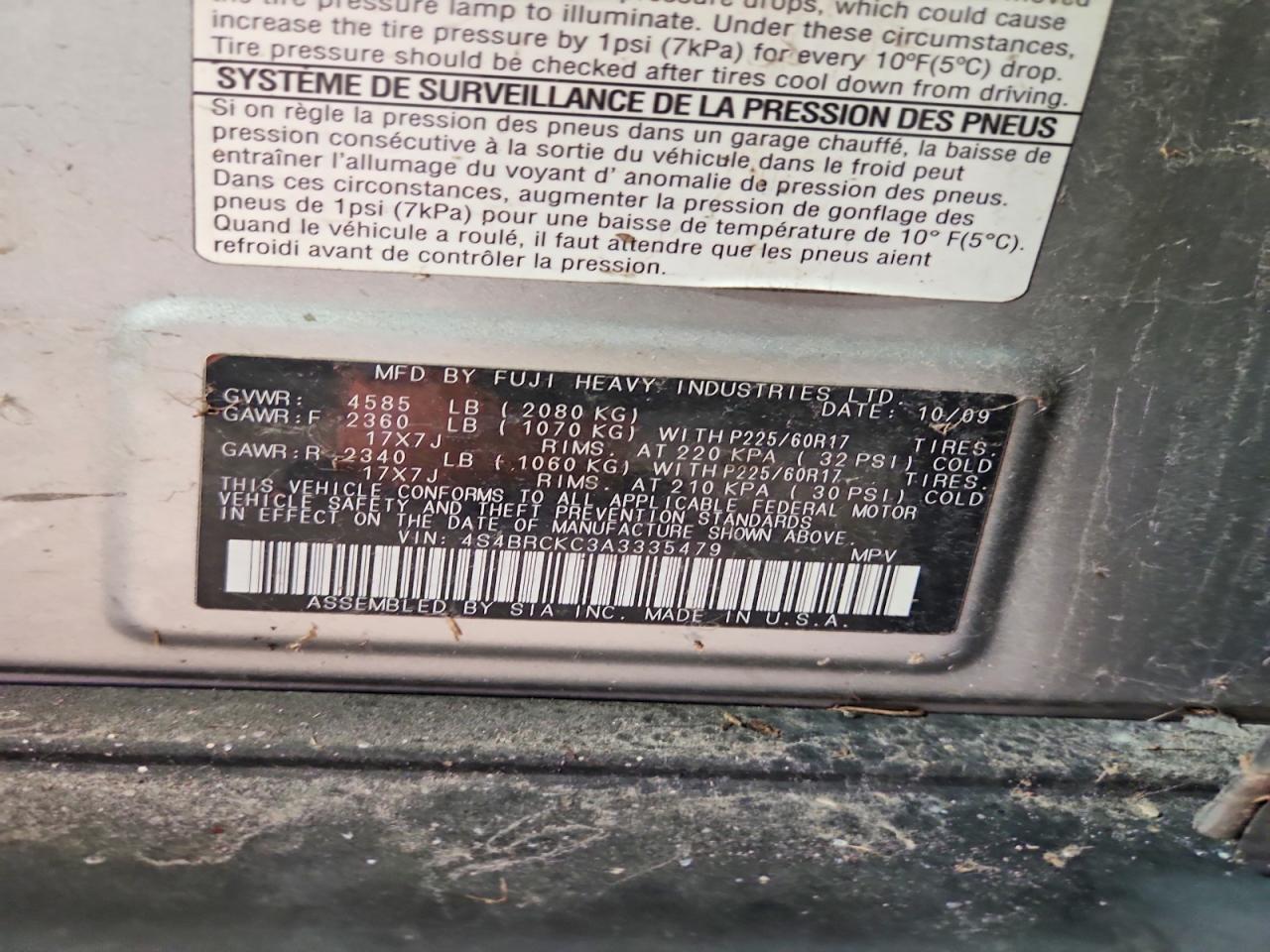 2010 Subaru Outback VIN 4S4BRCKC3A3335479 photo 12