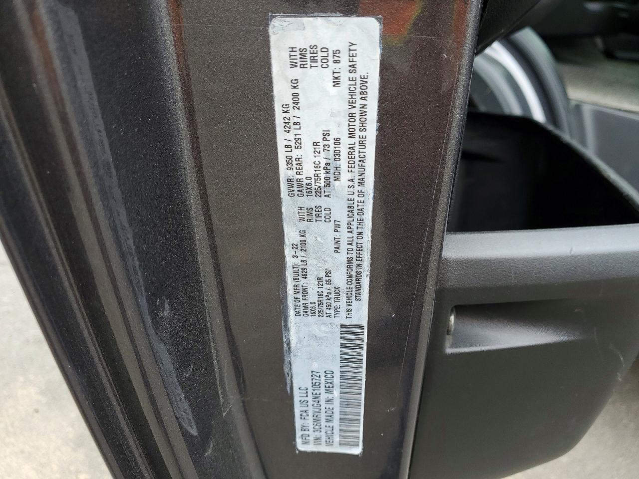 2022 Ram Promaster VIN 3C6MRVJG4NE105727 photo 10