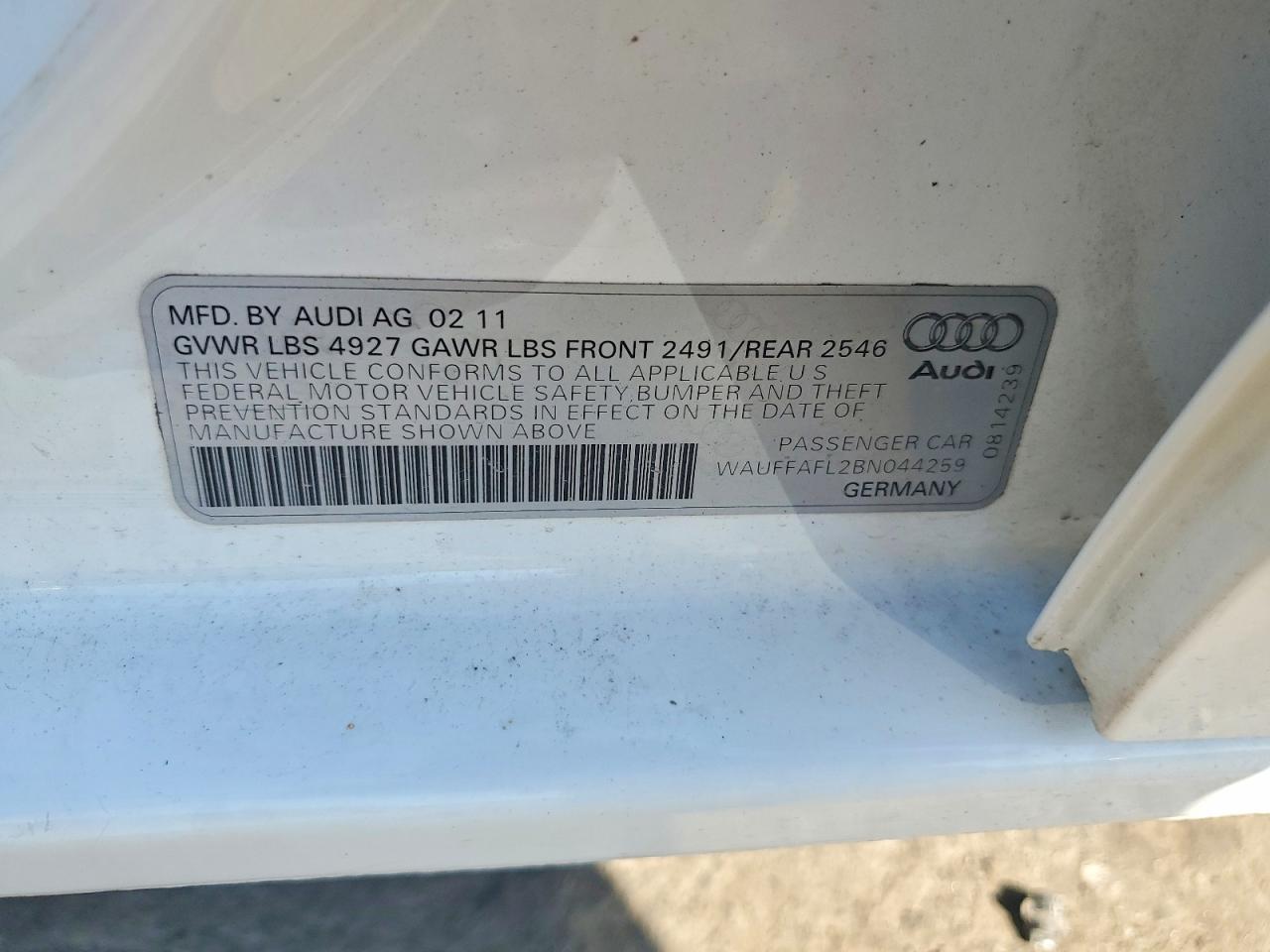2011 Audi A4 VIN WAUFFAFL2BN044259 photo 12