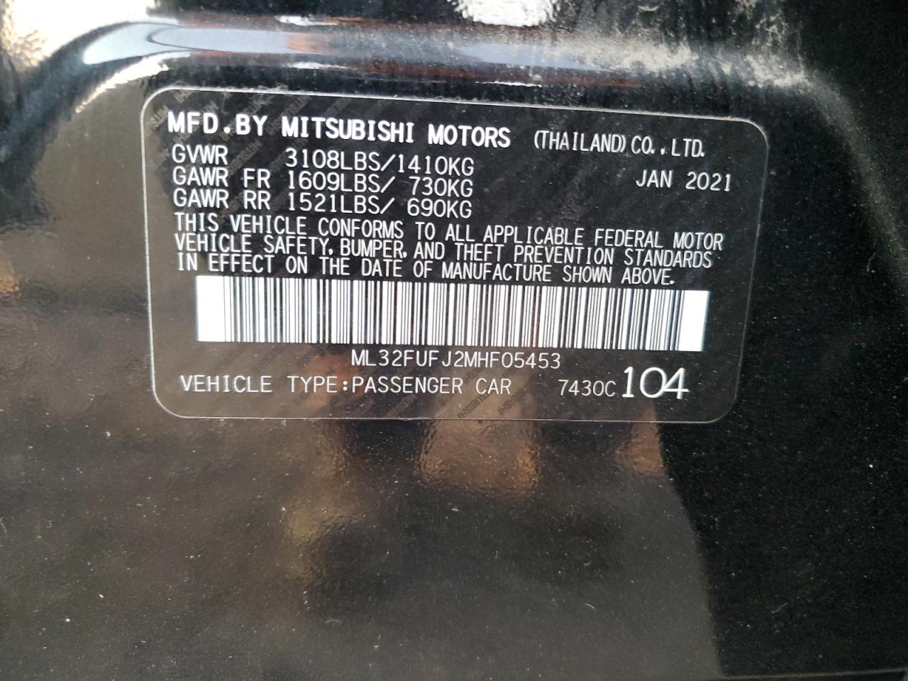 2021 MITSUBISHI Mirage VIN ML32FUFJ2MHF05453 photo 12