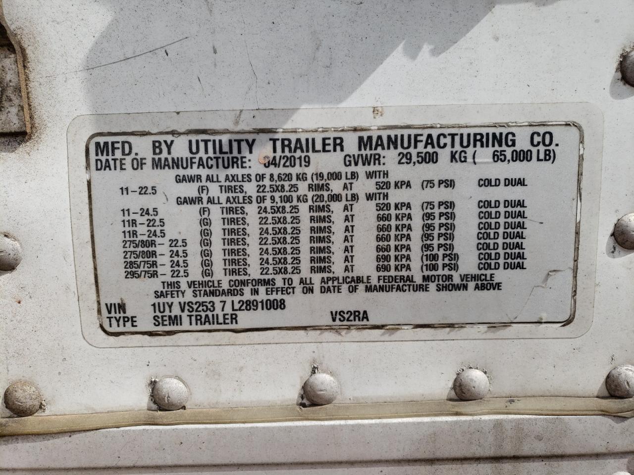 2019 UTILITY Reefer VIN 1UYVS2537L2891008 photo 10