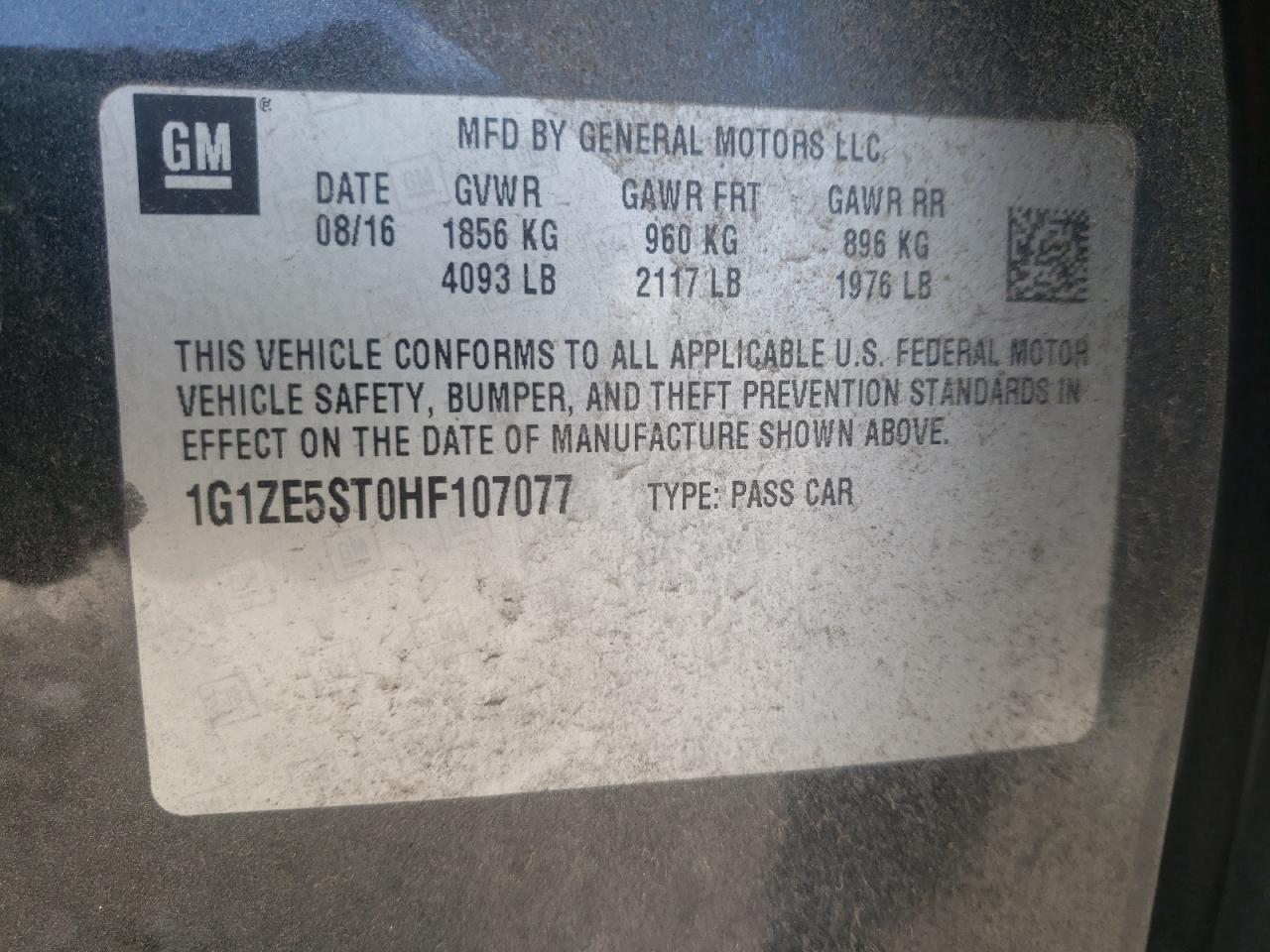2017 CHEVROLET Malibu VIN 1G1ZE5ST0HF107077 photo 12