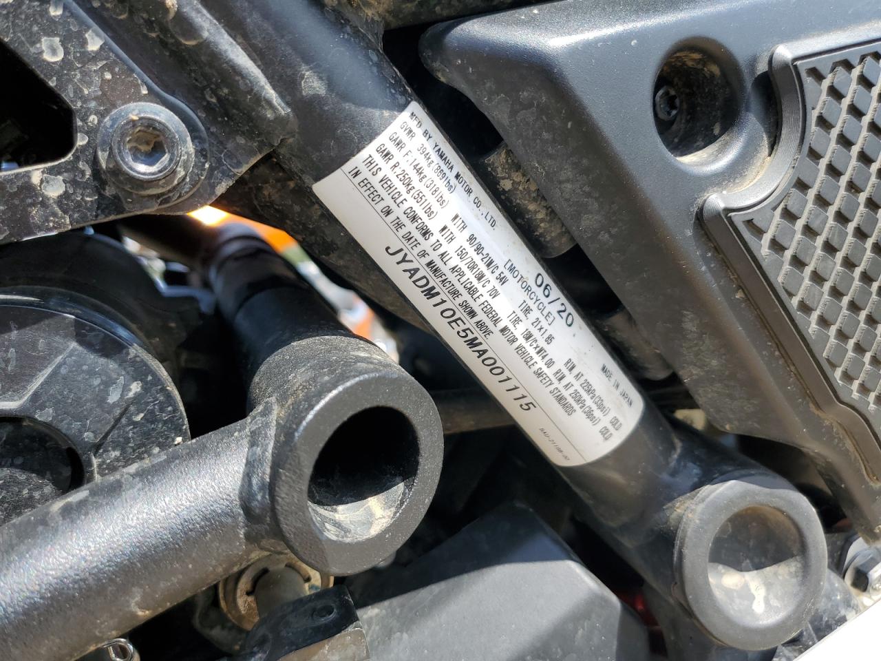2021 YAMAHA XTZ690 VIN JYADM10E5MA001115 photo 8