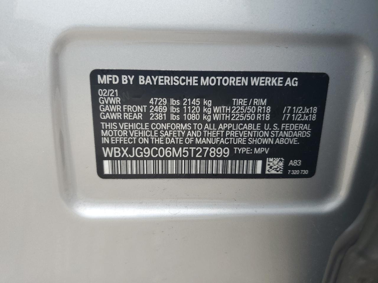 2021 BMW X1 VIN WBXJG9C06M5T27899 photo 12
