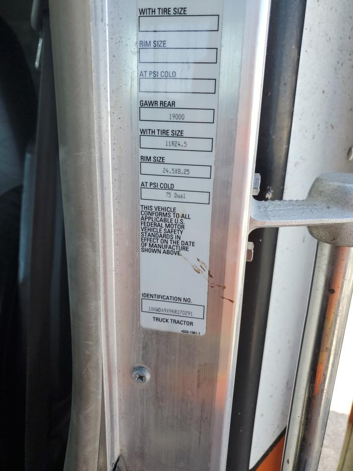 2019 KENWORTH CONSTRUCTION W900 VIN 1XKWD49X9KR370291 photo 10