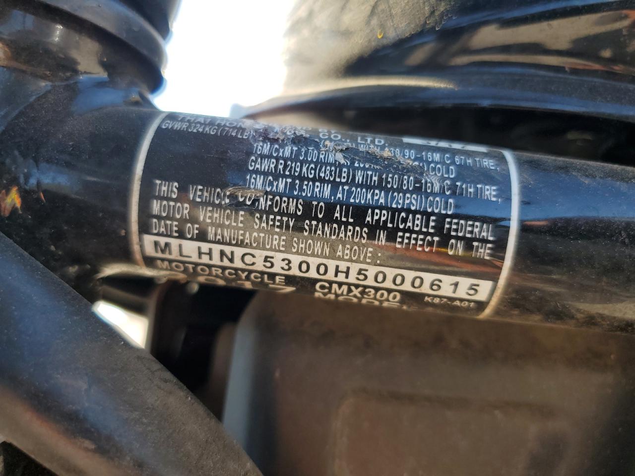 2017 HONDA Cm cycle VIN MLHNC5300H5000615 photo 9