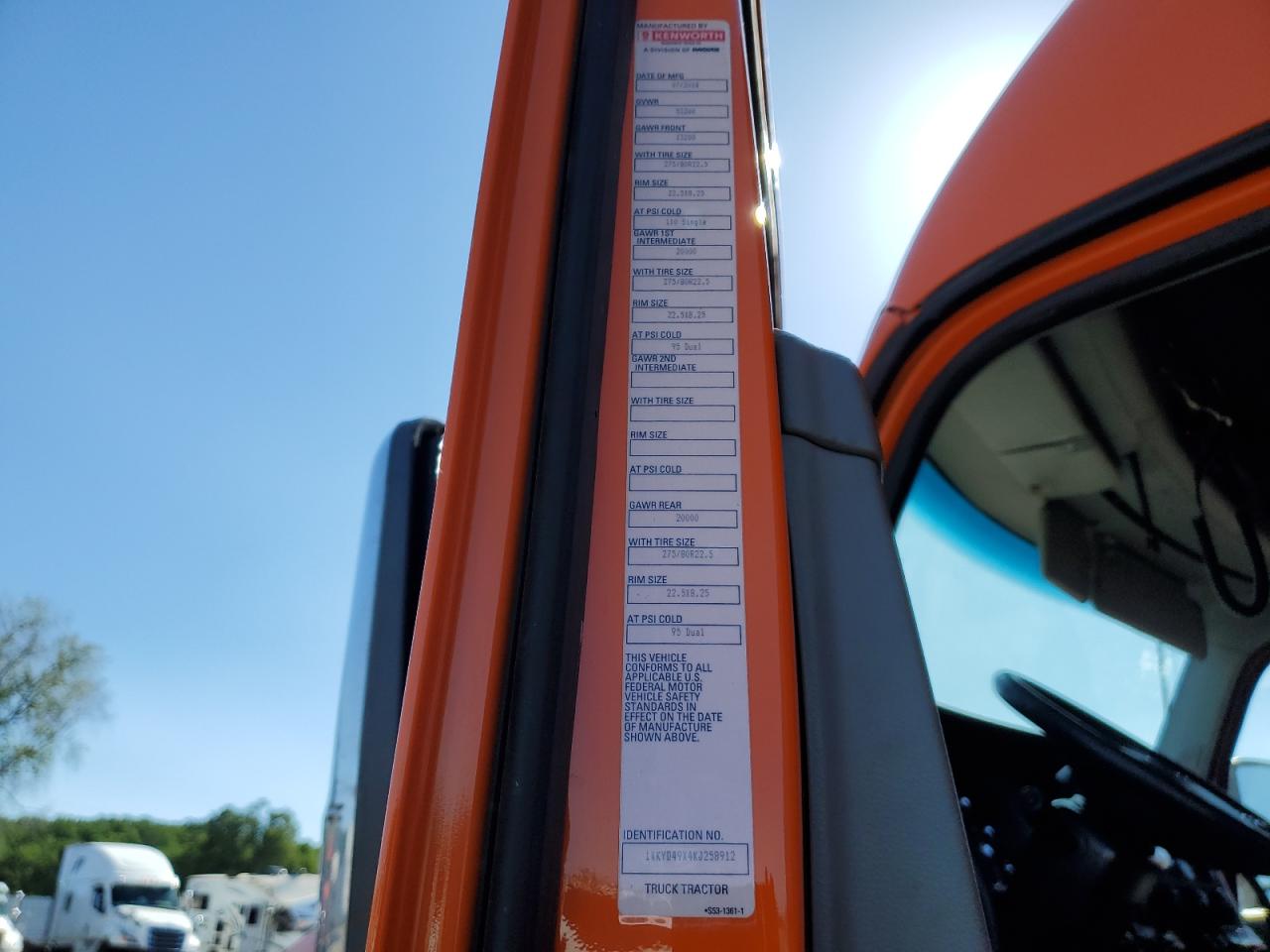 2019 KENWORTH CONSTRUCTION T680 VIN 1XKYD49X4KJ258912 photo 10
