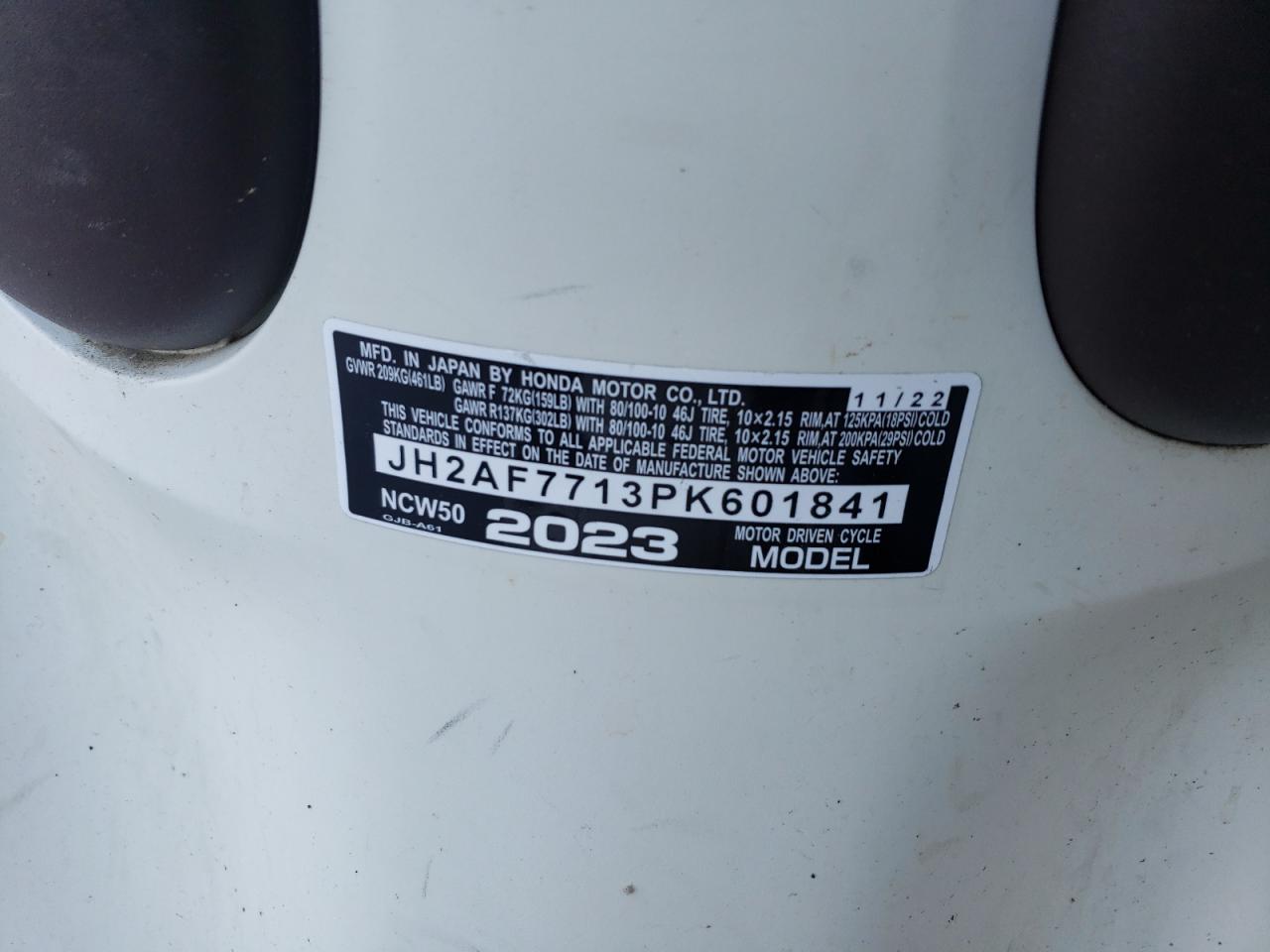 2023 HONDA Chf50 VIN JH2AF7713PK601841 photo 9