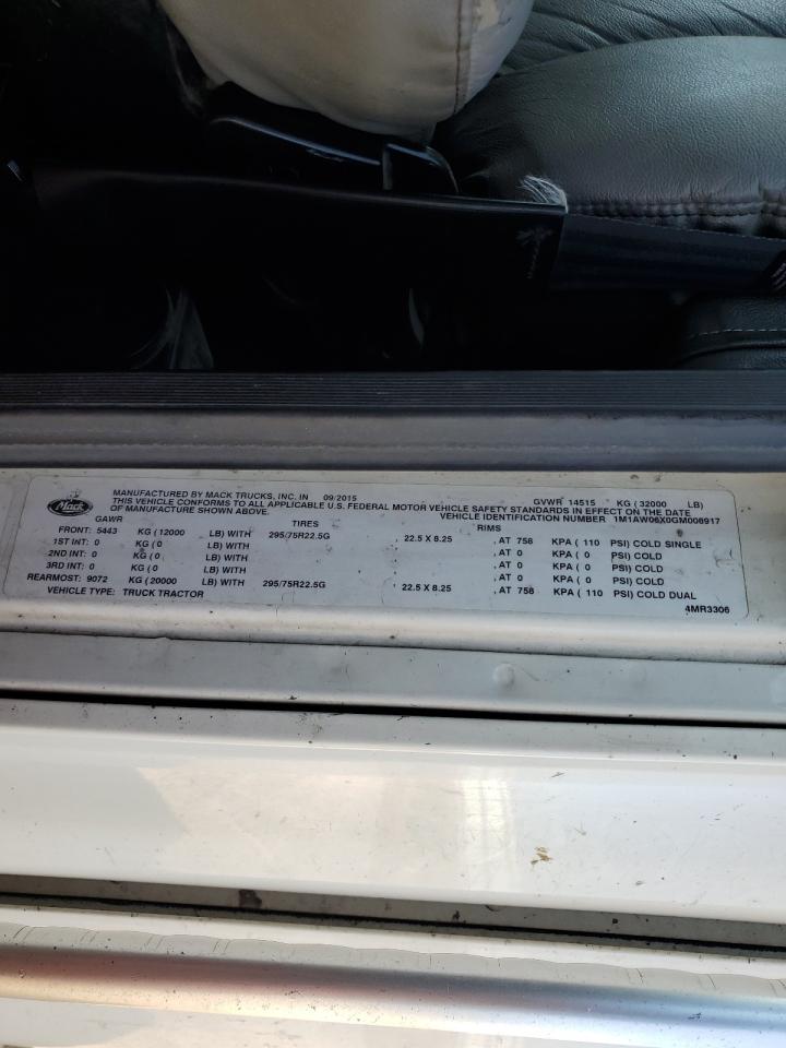 2016 MACK 600 CXU600 VIN 1M1AW06X0GM008917 photo 10