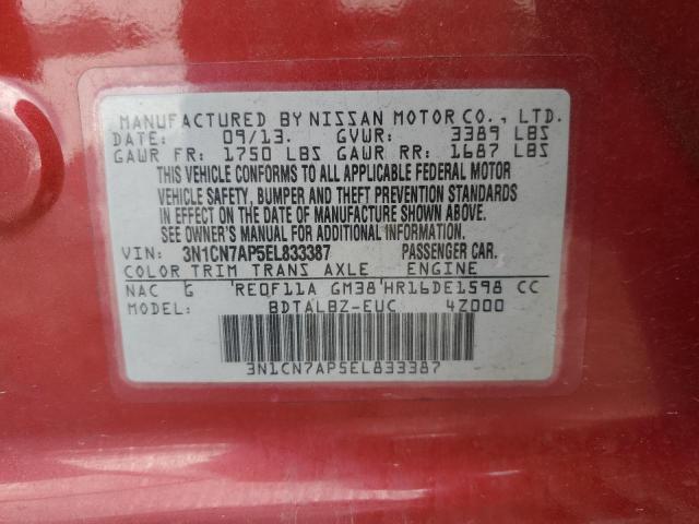 2014 Nissan Versa VIN 3N1CN7AP5EL833387 photo 12